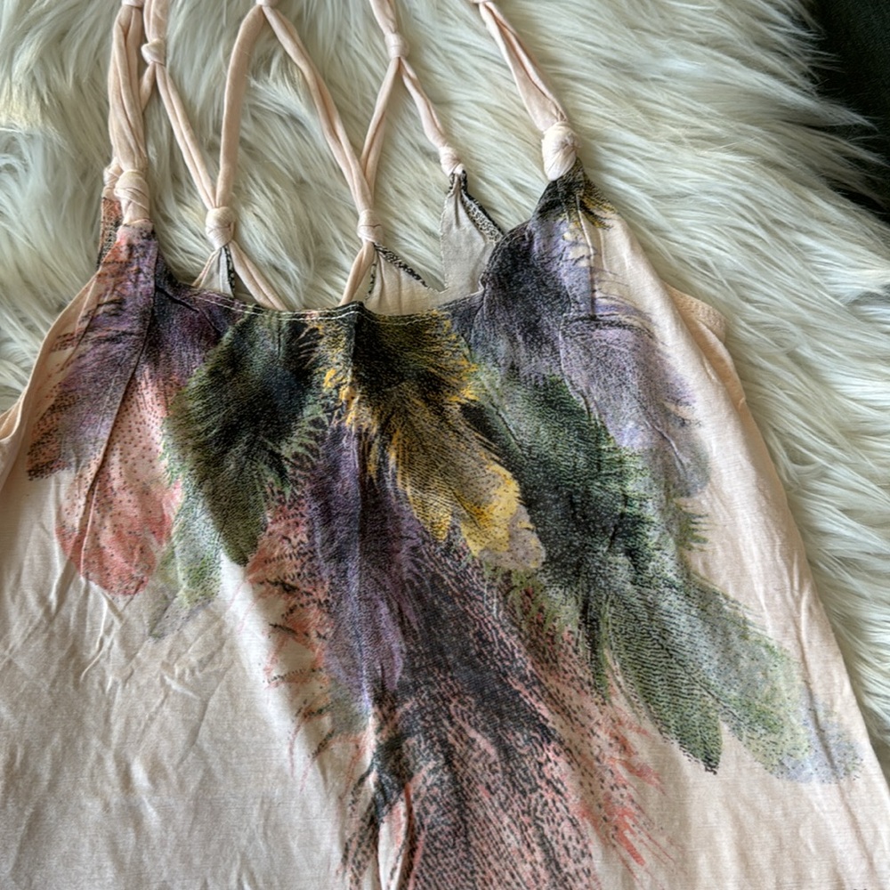 G U E S S Vintage Y2k Feather Boho Tank View 2